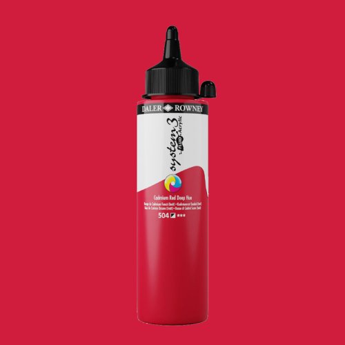 Daler Rowney System 3 Fluid Acrylic 250ml No:504 Cad.Red Deep H - 504 Cad.Red Deep H