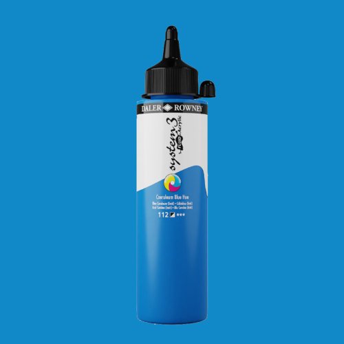 Daler Rowney System 3 Fluid Acrylic 250ml No:112 Coeruleum Blue