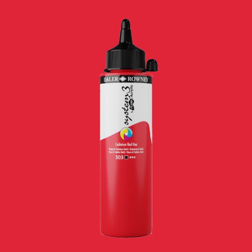 Daler Rowney System 3 Fluid Acrylic 250ml No:503 Cadmium Red Hue