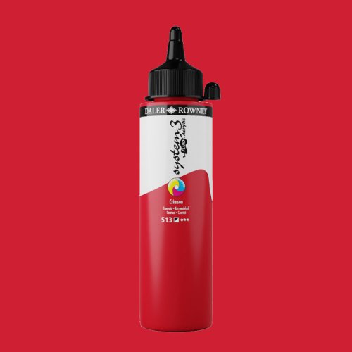 Daler Rowney System 3 Fluid Acrylic 250ml No:513 Crimson - 513 Crimson