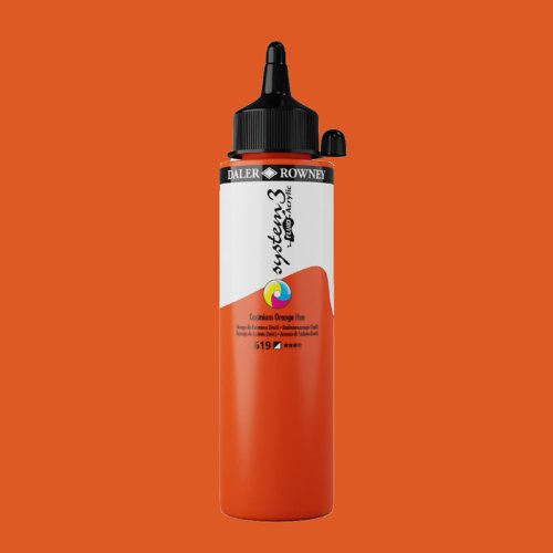 Daler Rowney System 3 Fluid Acrylic 250ml No:619 Cad.Orange Hue