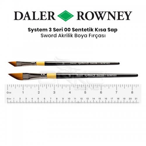 Daler Rowney System 3 Seri 00 Sentetik Kısa Sap Sword Fırçası