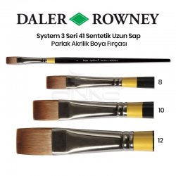 Daler Rowney - Daler Rowney System 3 Seri 41 Sentetik Uzun Sap Parlak Fırça