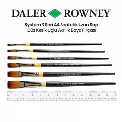 Daler Rowney System 3 Seri 44 Sentetik Uzun Sap Düz Kesik Uçlu Fırça - Thumbnail