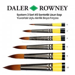 Daler Rowney - Daler Rowney System 3 Seri 45 Sentetik Uzun Sap Yuvarlak Uçlu Fırça