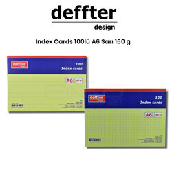 Deffter - Deffter Index Cards 100lü A6 Sarı 160g