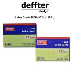 Deffter - Deffter Index Cards 100lü A7 Sarı 160g