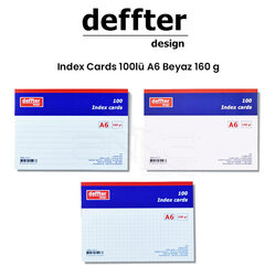 Deffter - Deffter Index Cards 100lü A6 Beyaz 160g