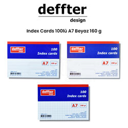Deffter - Deffter Index Cards 100lü A7 Beyaz 160g