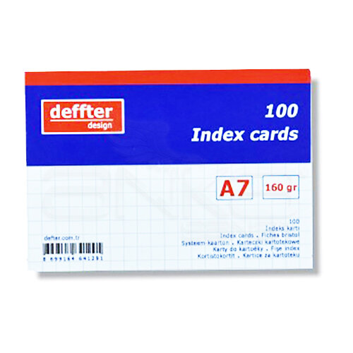 Deffter Index Cards 100lü A7 Beyaz 160g