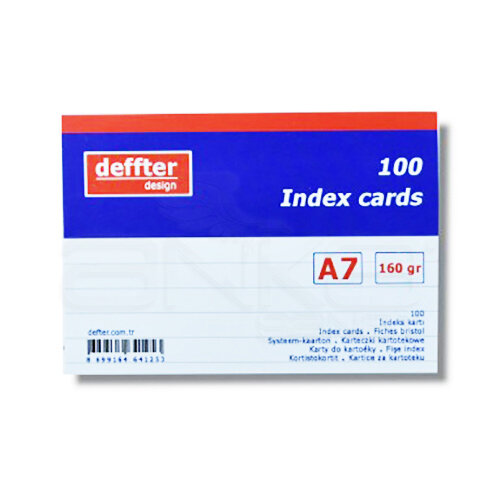 Deffter Index Cards 100lü A7 Beyaz 160g