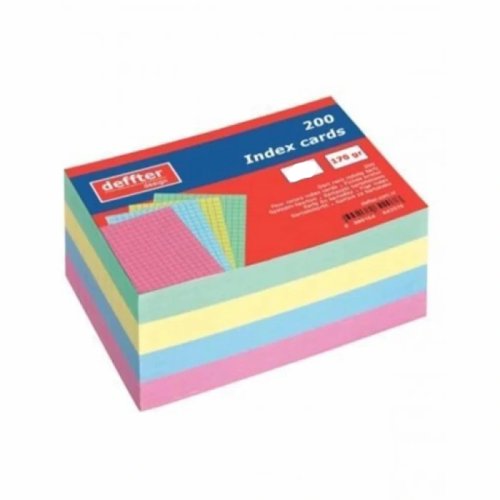 Deffter Index Cards 160g A6 4 Renk Kareli