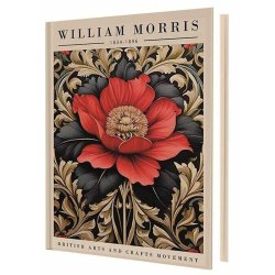 Deffter - Deffter William Moris Red Flower Sert Kapak Defter 14x20cm
