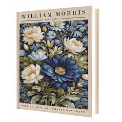 Deffter - Defter William Moris Blue Flover Sert Kapak Defter 14x20cm