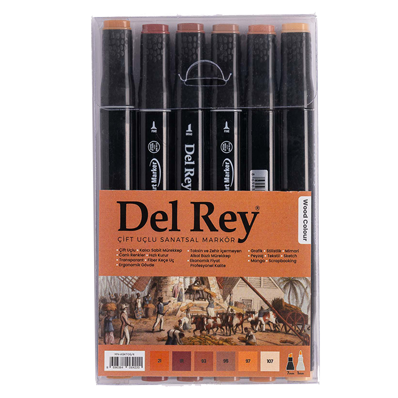 Del Rey Çift Taraflı Twin Marker Seti Ahşap (wood) Renkleri Mn-askt06/4