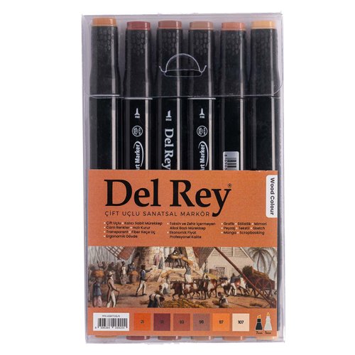 Del Rey Çift Taraflı Twin Marker Seti Ahşap (Wood) Renkleri MN-ASKT06/4