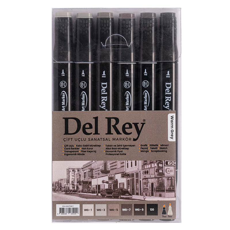 Del Rey Çift Taraflı Twin Marker Seti Sıcak (warm)gri Tonları Mn-askt06/1