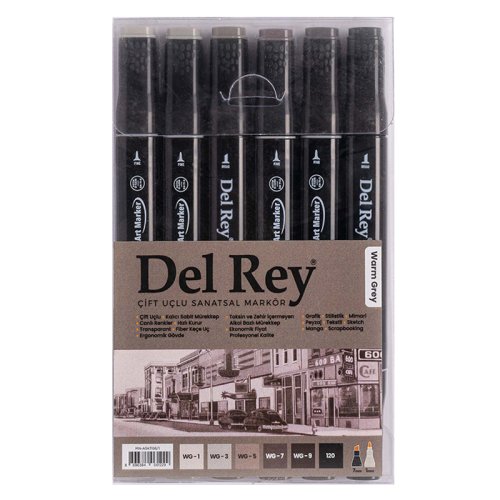 Del Rey Çift Taraflı Twin Marker Seti Sıcak (Warm)Gri Tonları MN-ASKT06/1