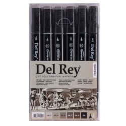 Del Rey Çift Taraflı Twin Marker Seti Soğuk (Cold) Gri Tonları MN-ASKT06/2 - Thumbnail
