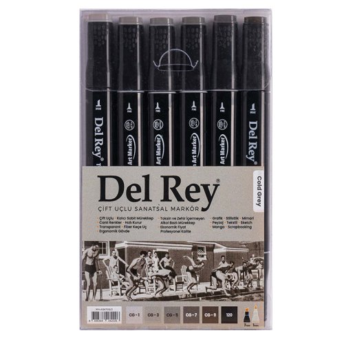 Del Rey Çift Taraflı Twin Marker Seti Soğuk (Cold) Gri Tonları MN-ASKT06/2