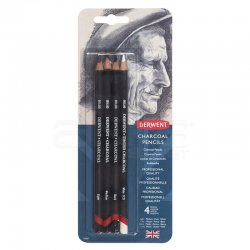 Derwent - Derwent Charcoal Pencils Füzen Kalem 4lü Set