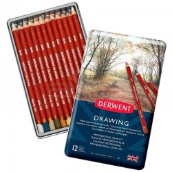 Derwent - Derwent Drawing Yağlı Eskiz Kalemi 12li Set