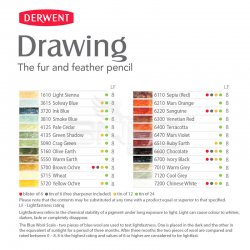 Derwent Drawing Yağlı Eskiz Kalemi 12li Set - Thumbnail