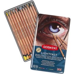 Derwent - Derwent Lightfast Yağ Bazlı Kuru Boya Seti 12li