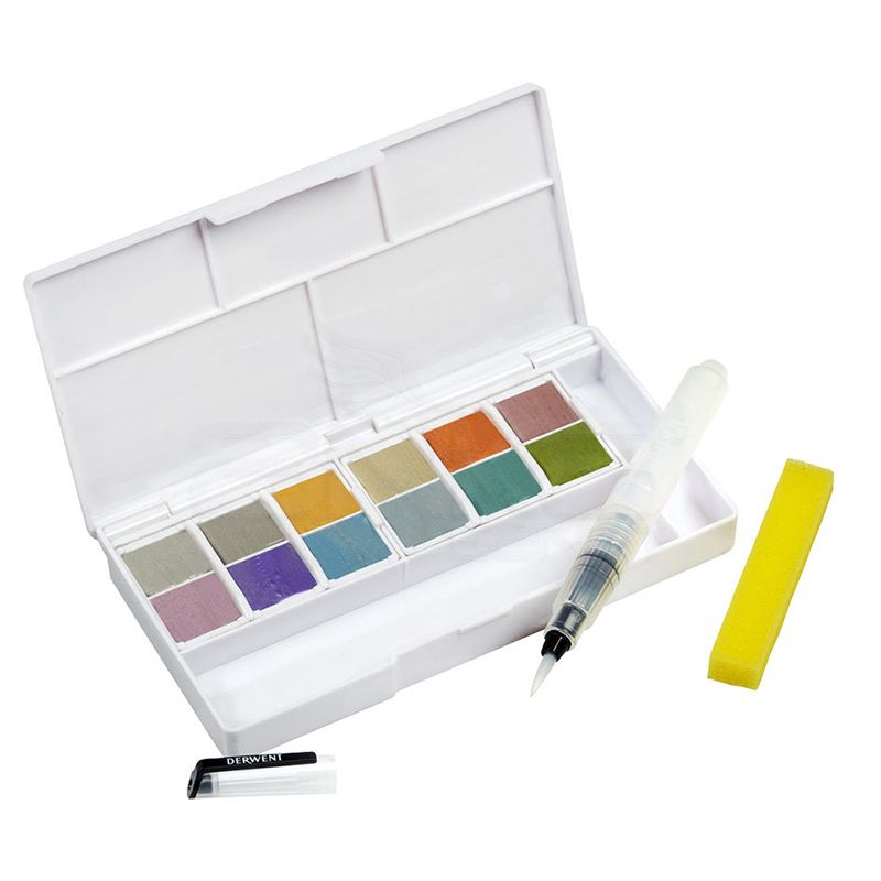 Derwent Metallic Paint Pan Set Fırça ve Süngerli 12li 2305657 - Thumbnail