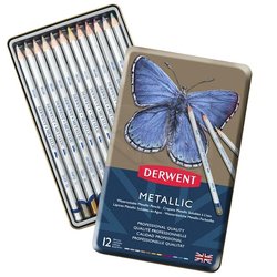 Derwent - Derwent Metallic Pencil Metalik Boya Kalemi 12li Set