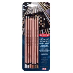 Derwent - Derwent Metalik Renkli Boya Kalemi 6lı Blister Traditional