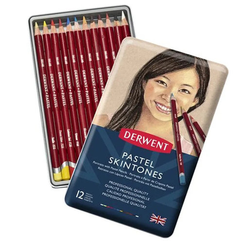Derwent Pastel Pencils Skintones 12li Teneke Kutu (Ten Renkleri) 2300563