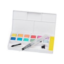 Derwent - Derwent Taş Suluboya Pastel Tonlar Su Hazneli Fırça Hediyeli 12li (1)