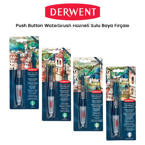 Derwent Push Button Waterbrush Hazneli Sulu Boya Fırçası