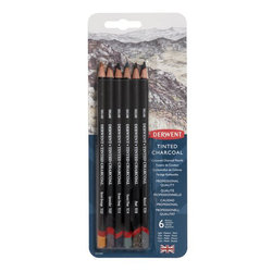 Derwent Tinted Charcoal Sulandırılabilen Renkli Füzen Kalem 6lı Set - Thumbnail