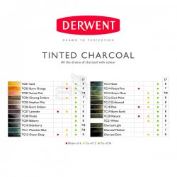 Derwent - Derwent Tinted Charcoal Sulandırılabilen Renkli Füzen Kalem 6lı Set (1)
