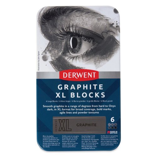 Derwent XL Charcoal Kömür Füzen Blok 6lı Set Metal Box