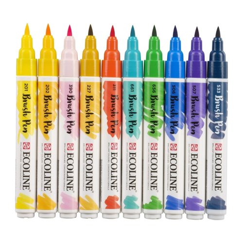Talens Ecoline Brush Pen 10lu Set İllüstrasyon 
