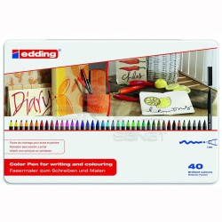 Edding 1300 Grafik Kalem Seti 40 Renk Metal Kutu - Thumbnail