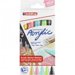 Edding - Edding 5100 Akrilik Marker Kalem 2-3mm Yuvarlak Uç 5li Pastel Renkler