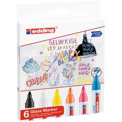 Edding - Edding 95 Glass Marker Cam Yazı Tahtası Kalemi 6lı Set