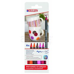 Edding - Edding Fırça Uçlu Porselen Kalemi 4200 1-4mm 6lı Set Sıcak Tonlar