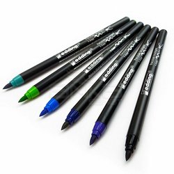 Edding - Edding Fırça Uçlu Porselen Kalemi 4200 1-4mm 6lı Set Soğuk Tonlar (1)