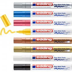 Edding - Edding 750 Gloss Paint Marker 8li Set Metalik Renkler (1)