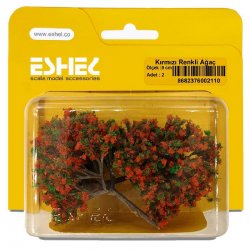 Eshel - Eshel Kırmızı Renkli Ağaç 9cm Paket İçi:2
