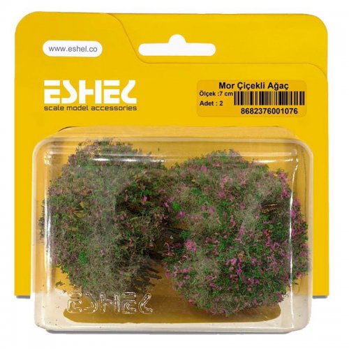 Eshel Mor Çiçekli Ağaç 7cm Paket İçi:2
