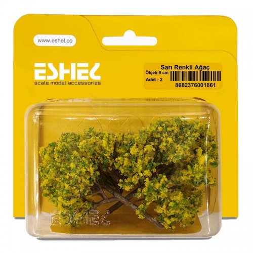 Eshel Sarı Renkli Ağaç 9cm Paket İçi:2