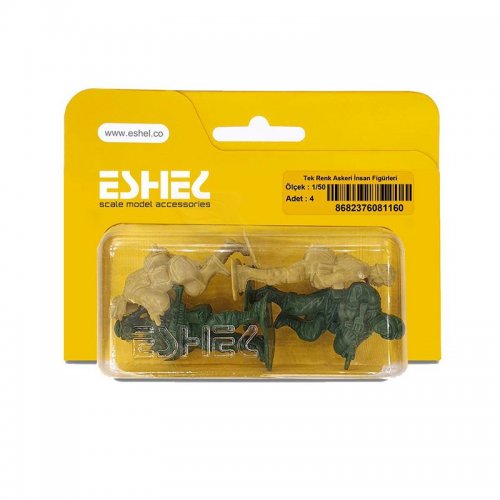 Eshel Tek Renk Askeri İnsan Figürleri 1-50 Paket İçi:4