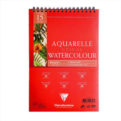 Clairefontaine Etival Grain Classic Spiralli Sulu Boya Blok 15 Yaprak 300g A5