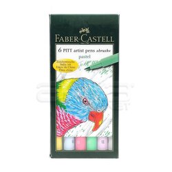 Faber Castell - Faber Castell 6 Pitt Artist Pen Fırça Uçlu Çizim Kalemi Pastel 167163